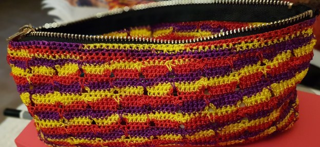 Crochet multi-colour Pencil Case / make-up bag/ toiletries pouch – Free Pattern